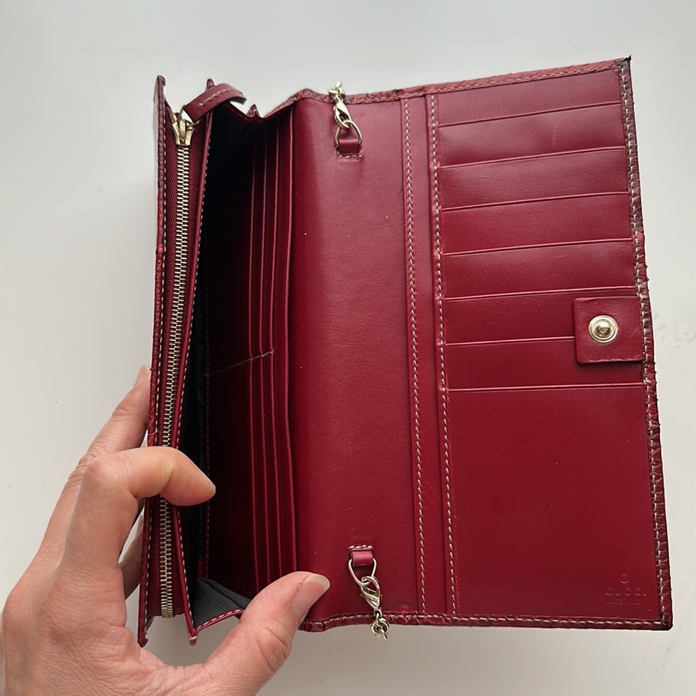 Authentic Gucci Python Leather Wallet On Chain - … - image 6